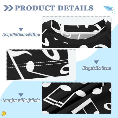 Aflyko Fun Kid Rashguard Shirt Black White Music Note Boys Girls Swimsuit Top3