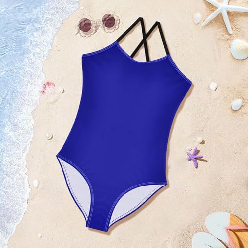 Dark Blue Girls' One Piece Swimsuits Beach Swimwear Bathing Suit for Beach 3-10 Years 6