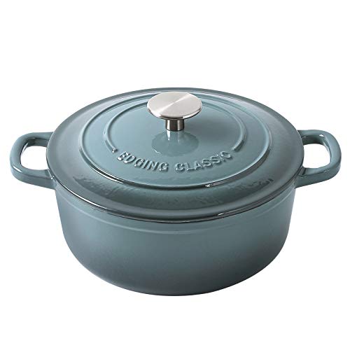 Enameled Cast Iron Covered 5.5 Quart Dutch Oven with Dual Handle, Slateblue