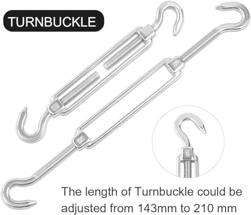 Suinga - Befestigungszubehör für rechteckige Sonnensegel. Enthält: 4 Wandbefestigungen, 2 Karabinerhaken und 2 Spanngurte