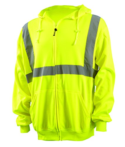 Sweat à capuche haute visibilité zippé vêtement de sécurité jaune fluo de taille XXL