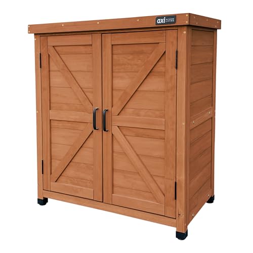 AXI Felix Gartenschrank aus Holz in Kaffeebraun | Geräteschrank/Geräteschuppen für den Garten mit Ablage | 80 x 45 x 93 cm