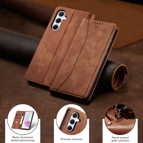Image of Jasonyu Flip Wallet Case for Samsung Galaxy A35,Brown