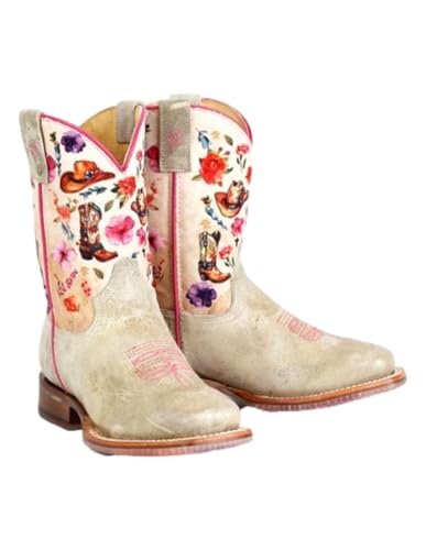 Tin Haul Girls' Let's Go Cowgirl Western Boot Broad Square Toe - 14-018-0077-0949 TA 12 D Tan2