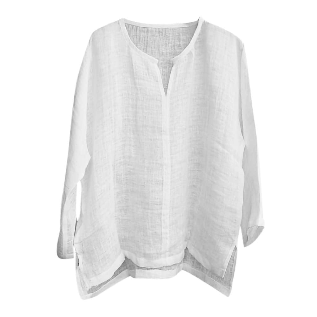 Men Cotton Linen Henley Shirts Hippie Baggy Breathable 3/4 Sleeve Blouse Summer Casual V Neck Beach Yoga Tunic Tops(Grey,Medium)
