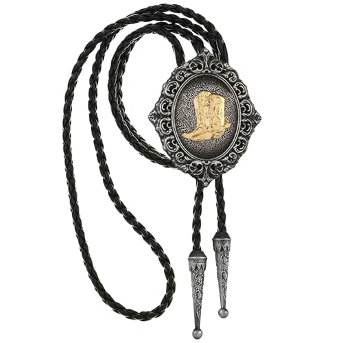 Image of HUABOLA CALYN Native American Bolo tie Rodeo Cowboy Leather Necktie Western Bolo ties for Men Women Necktie for Concert Fans