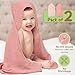 infancie 100% Organic Cotton Muslin Baby Hooded Towels 32x32 Inch – 2 Pack Soft & Absorbent Baby Towels for Newborn for Boys & Girls, Premium Hooded Towels, Ultra-Gentle Baby Essentials in Rose/Peach