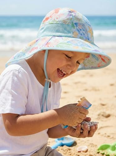 Image of icolor Kids Sun Hat UPF50+ Sun Protection Bucket Hat Toddler Summer Beach Play Hats with Neck Flap for Girl Boy Ages 3~10