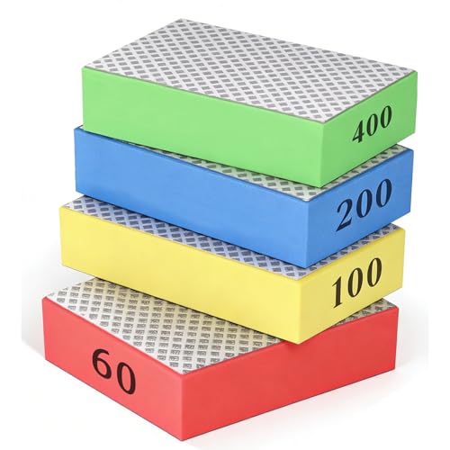 4 Pcs Diamond Hand Polishing Pads Set 60/100/200/400 Grit Sanding Blocks