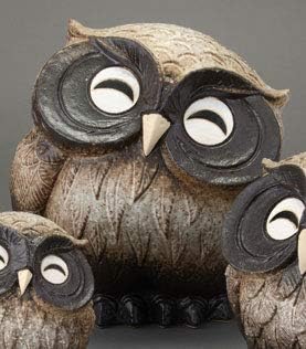 フクロウ　コレクション ほほえみ首かしげふくろう 茶(9号) 信楽焼 陶器 置物 梟 フクロウ