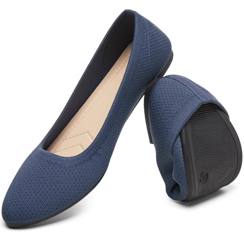 Image of Women's Ballet Flats Shoes Comfortable Mesh Pointed Toe Slip On Dress Shoes | Breathable knit, Memory insole, Lightweight & flexible, Slip-on style, Perfect for daily wear