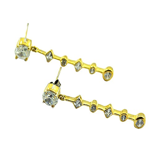Argent 925 boucles d'oreilles facettes oxyde de zirconium blanc - 4