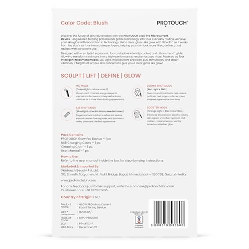 Image of PROTOUCH GLOW PRO Microcurrent Facial Toning Device, 4-in-1 Modes, LED Light, EMS, Electroporation, De-Puffing, Firming, Brightening