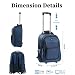 WIRABO Rucksack mit Rollen, 40L 17.3 Zoll Trolley Handgepäck Laptop Reisetasche mit Rollen Groß Rucksack für Herren Arbeit, College, Blau