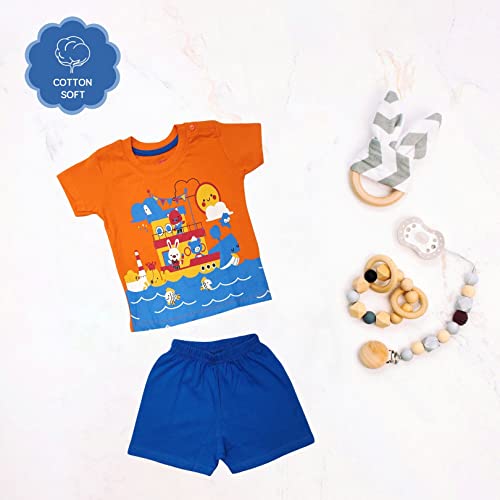 Image of LuvLap Baby Boys 100% Cotton Full Sleeve Boys T-Shirt & Pyjama Sets, Pack Of 3