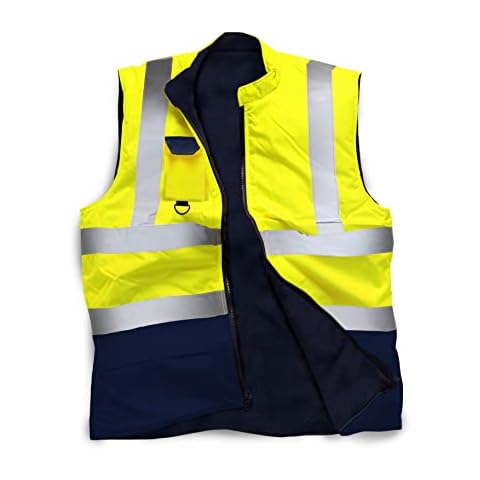 StandSafe Hi Viz Reversible 2 Tone Waterproof Bodywarmer, Yellow/Navy, XXL Cover
