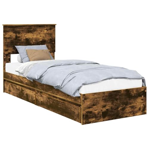 Lumanois Cama con Almacenamiento con cabecera Roble Ahumado 75 x 190 cm,Mobiliario,Camas y somieres,49.09kg-3410851
