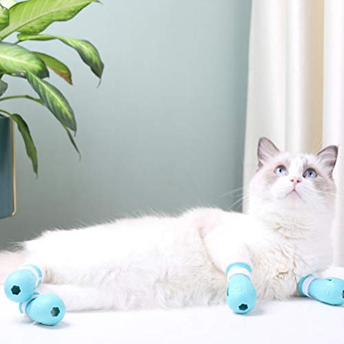 ULTECHVO Sapatos antiarranhões para pés de gato – capa de unha de borracha silicone para gatos 4 peç