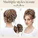 youngways Claw Clip Short Ponytail Messy Bun Hair Piece Bendable Hair Branch Extensions Fluffy Wavy Curly Synthetic Versatile Sandy Brunette Hairpieces