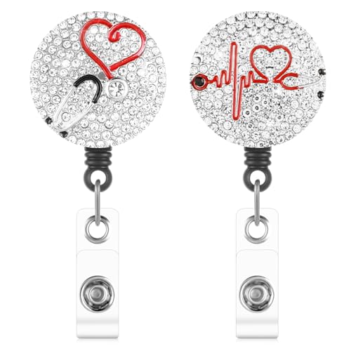 Mabor 2Pcs Ausweishalter Ausziehbar Ausweishalter Krankenschwester für Doktor Lehrer Student Skipasshalter Ausziehbar Einziehbarer Schlüsselanhänger Schlusselbandkette