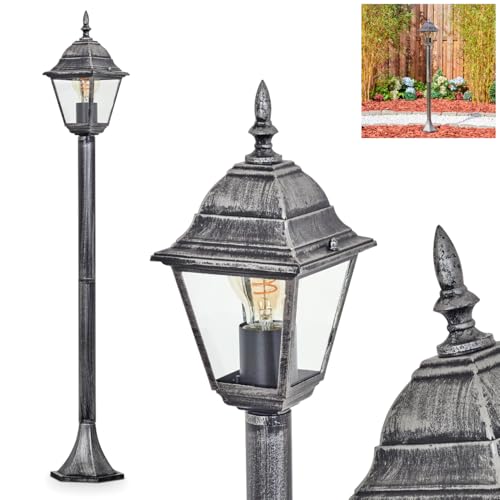 HOFSTEIN Außen-Kandelaber Dalasjo – 226 Cm Hohe Wegeleuchte, 3x E27, Schwarz/Klar, Metall/Glas, IP44 – Retro-Design Für Garten & Hof