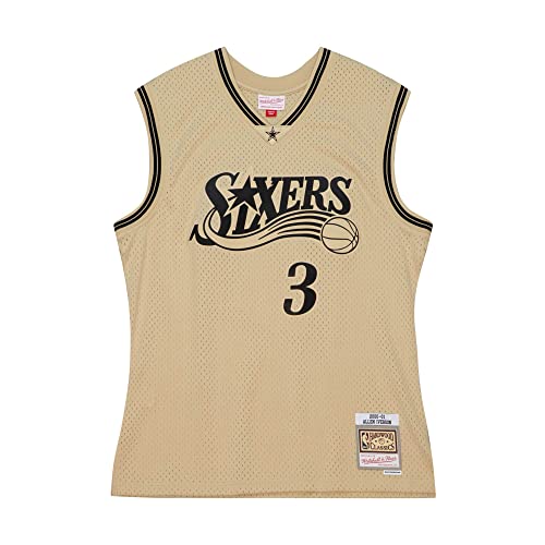 Allen Iverson Philadelphia 76ers Khaki/Black HWC Mens Swingman Jersey (US Alpha X-Large Regular Regular Khaki)