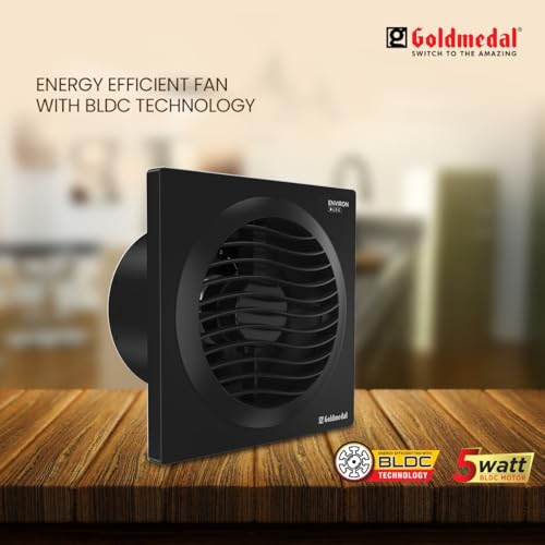 Image of Goldmedal Environ 150mm Energy Efficient 5-Watt BLDC Motor Exhaust Fan |CRNO Stamping |Easy Installation |Powerful Exhaust |High Speed |Detachable Front Grill - Black (Pack of 1) | High Speed ,Powerful Motor |2300RPM | Noiseless Ventilation | Detachable Front Grill | - Black