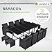 Juskys Polyrattan Sitzgruppe Baracoa XXL 13-teilig wetterfest & stapelbar - 8 Stühle, 4 Hocker, Tisch mit Glasplatte & Kissen - 12 Personen - Gartenmöbel Set für Garten & Terrasse