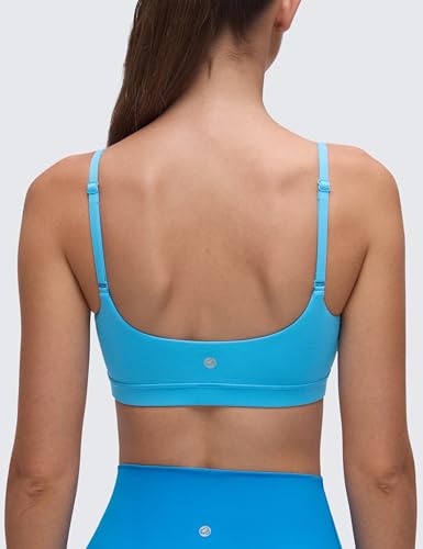 Image of CRZ YOGA Butterluxe Scoop Neck Sports Bras | Light Support, Removable Pads, Yoga, Extremely Soft, U Back, Adjustable Spaghetti Straps, for Women