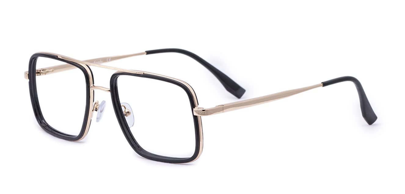 LensKandy | Premium Blue Cut Computer Glasses | Zero Power Antiglare | UV Protection | Protects Eye strain | Marshal Rectangle Shape | Men & Women | Medium