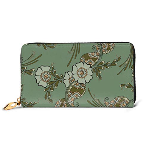 Preisvergleich Produktbild JHGFG Mode Handtasche Reißverschluss Brieftasche Mehndi Indian Traditional Pattern Blumen Telefon Clutch Geldbörse Abendkupplung Blocking Leder Brieftasche Multi Card Organiz