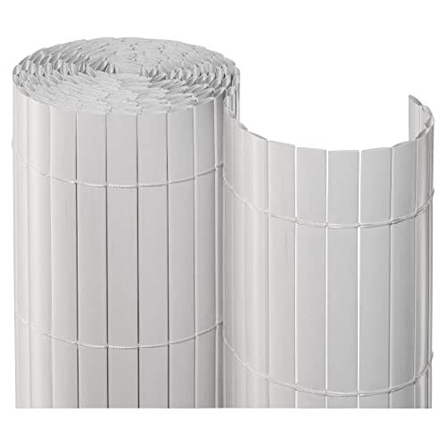 NOOR PVC Sichtschutzmatte - wetterfester Sichtschutzzaun für Balkon, Terrasse und Garten - stabile Balkonverkleidung als Sichtschutz - einfache Montage der Zaunblende - Weiß 120 cm x 3 m