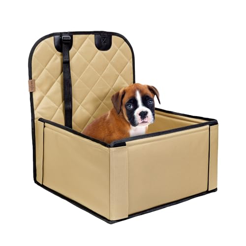WUGLO Extra Stabiler Hunde Autositz – Hochwertiger Auto Hundesitz für kleine Hunde bis 12 kg – Verstärkte Wände und 3 Gurte – Wasserdichter Hundeautositz für Rück- und Vordersitz