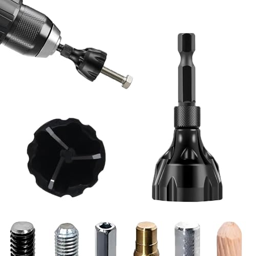 バリ取りビット 外部面取りツール 3-19mm対応 ステンレス ボルト ネジ山 修理 六角軸 6.35mm 電動ドリル インパクトドライバー対応 HSS 高速鋼 研磨 ツール (シルバー)