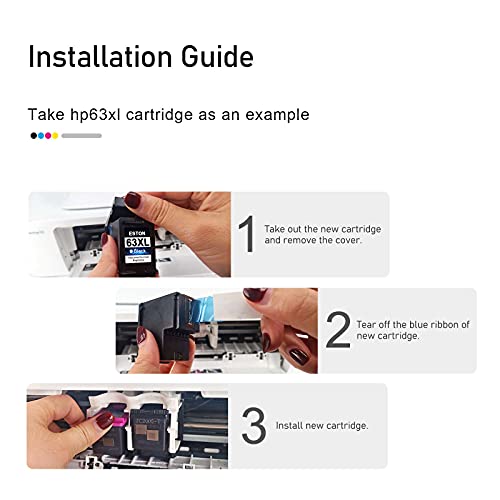 Eston Remanufactured Ink Cartridges Replacements For Hp 63Xl For Hp Deskjet 1110 1112 2130 3630 (Black,Tricolor 2-Pack) #TOP3