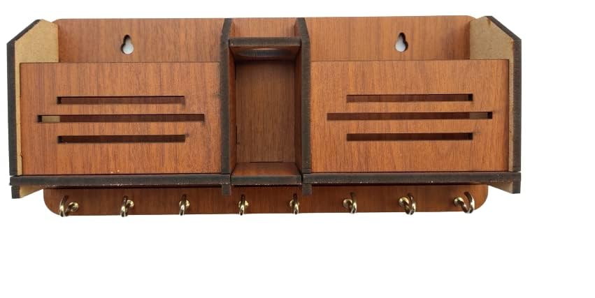 Image of Wooden Key Holder for Home MDF Wood Wall Mounted Designer Key Holders for Wall Decor Keys Hanger Stylish Mobile Stand Key Organizer for Home Decor and Office Decor Keychain Hanger