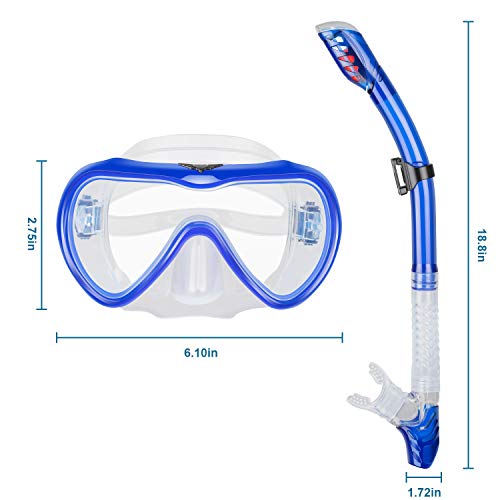 image for ZEEPORTE Snorkel Set, Anti-Fog Tempered Glass Panoramic Diving Mask, D