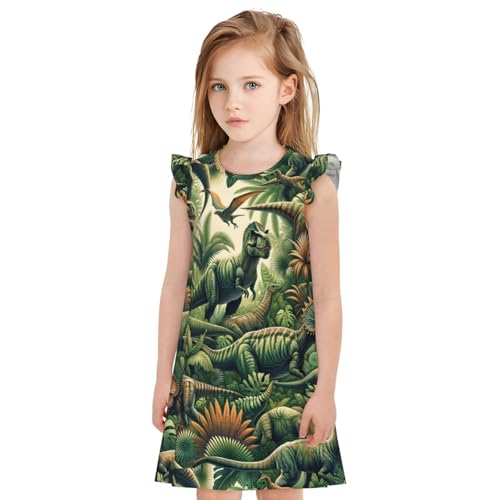 Augenstern Flutter Sleeve Nightgown Jurassic-Dinosaur-Lover Soft Sleepwear Nightdress3