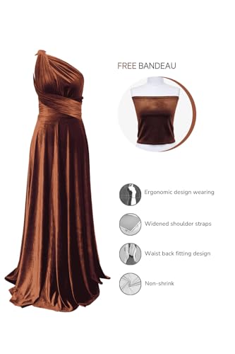 Image of Velvet Infinity Dress with Bandeau, Convertible Bridesmaid Dresses, Multiway Wrap Maxi Long Formal Wedding Guest Dress