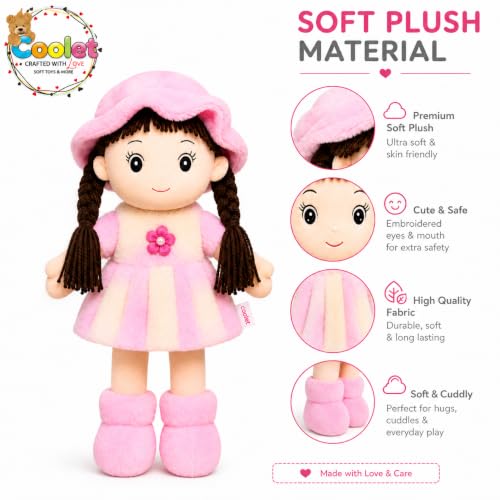 Image of Soft Plush Doll for Kids | Cute Rag Doll with Braided Hair & Cap | Washable Stuffed Toy for Girls & Boys | Birthday Gift for Kids (Multicolor) (Multicolor Fur Doll 42 cm)