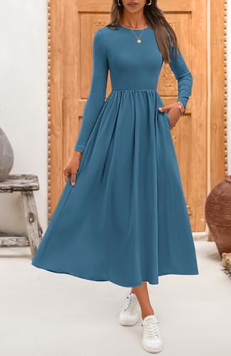 BTFBM Casual Long Sleeve Dresses Spring Dresses 2025 Wedding Guest Dress Midi Dress Flowy Bohemian Long Dress