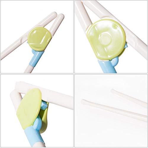 Youngy 1 Pair Baby Chopsticks Safe Non Toxic Infant Toddler Feeding Training Kids Children Dishes Helper Silicone ABS Food Learning Beginner Easy Use Practice - Green