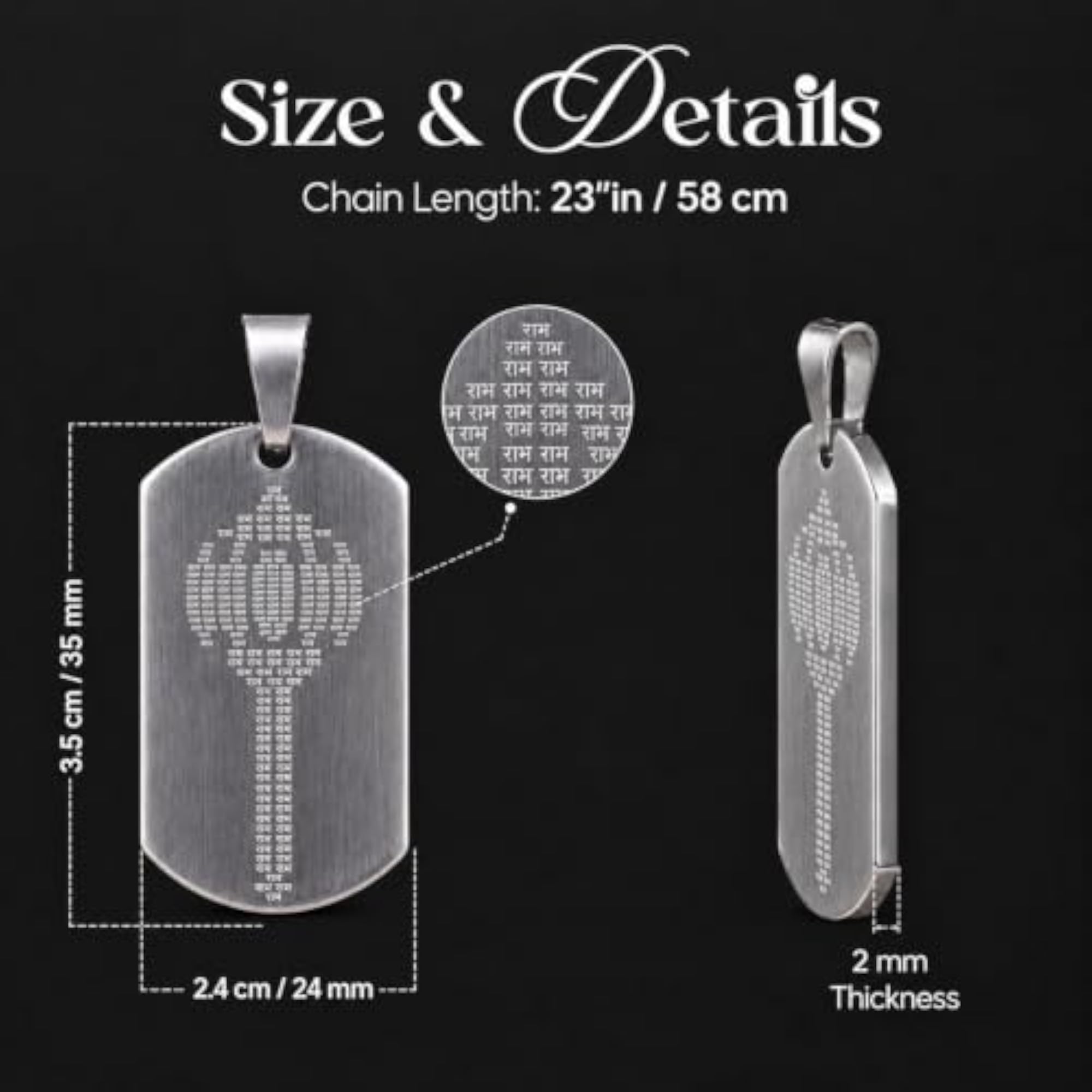 Sacred Lord Ram Name Stainless Steel Pendant Necklace