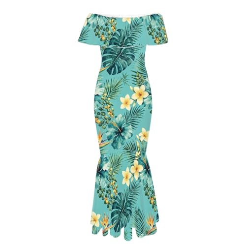 Image of Polynesian for Women S-7XL Off Shoulder Maxi Dress Hawaiian Summer Dresses