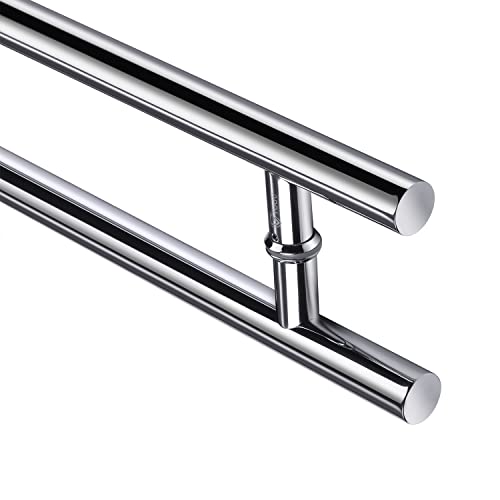 Togu Tg-6012 24 Inches Solid Standoffs Heavy-Duty Commercial Grade-304 Stainless Steel Push Pull Door Handle/Barn Door Pull Handle/Glass Pulls, Mirror Polished Chrome Finish #TOP7