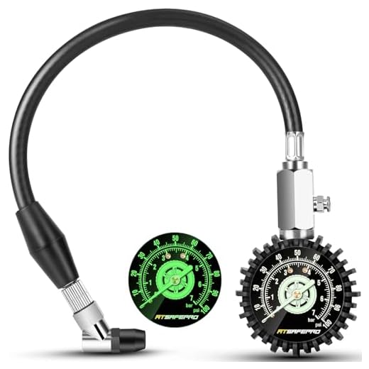 ATsafepro Reifendruckprüfer Geeicht Luftdruckprüfer 7 bar/100 psi Glow in the Dark, 2,5-Zoll-Zifferblatt Mechanischer Reifendruckmesser,analoger Luftdruckmesser für Autos, LKWs, Fahrräder