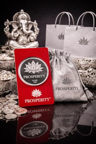 Image of PROSPERITY 10g Silver Coin 999 Pure BIS Hallmarked with Lotus Design | Certified Pure Silver Coin for Lakshmi Puja, Diwali, Wedding Gift, Festival Gifting & Auspicious Occasions