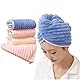 VAIYNWOM 3 Stück Mikrofaser Haarhandtücher zum Trocknen von Haaren, Wellenbild Haarturban Haarkappen super saugfähig, verdrehter Turban, schnell trocknend mit Knöpfen Badeschlaufe für Damen Kinder