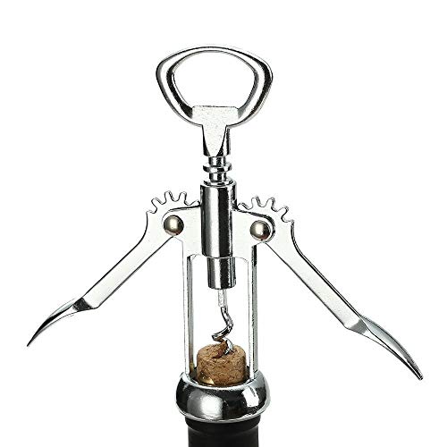 Image of 2 in 1 Wine Opener Stainless Steel Corkscrew Wine Cork Puller Bottle Beer Cap Opener for Restaurants Bar Home | 16 x 5.5 x 3.5 cm | Silver