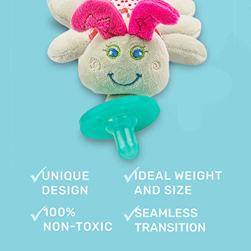 Image of Caterpillar Stuffed Animal Detachable Pacifier Holder, Latex-Free Soother with Stuffed Toy, Calming and Easy to Clean Baby Stuff, Newborn Pacifier- BabyLuv